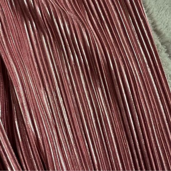 NWT Sabina Musayev Golda Pleated Knit Foil Knot Mini Dress Antique Rose Pink - Picture 7 of 17